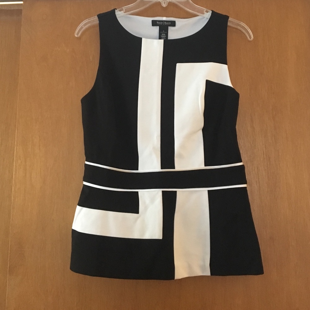 White House Black Market Black and White Blouse